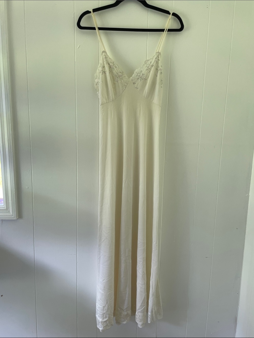 Vintage Cream Slip Chemise with Lace Trim